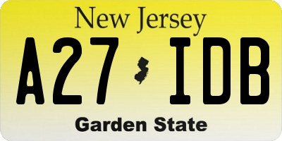 NJ license plate A27IDB