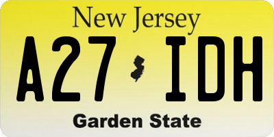 NJ license plate A27IDH