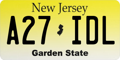 NJ license plate A27IDL