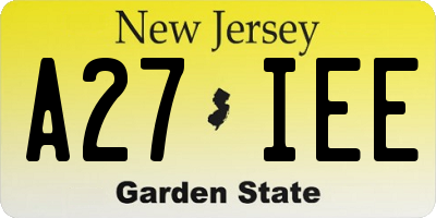 NJ license plate A27IEE