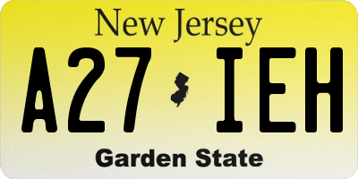 NJ license plate A27IEH
