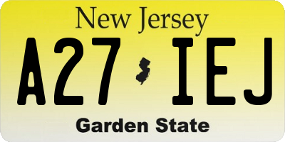 NJ license plate A27IEJ