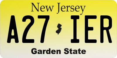 NJ license plate A27IER