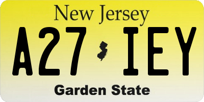 NJ license plate A27IEY