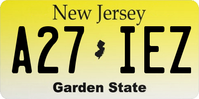NJ license plate A27IEZ