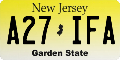 NJ license plate A27IFA