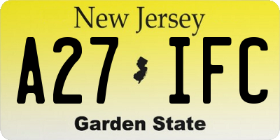 NJ license plate A27IFC
