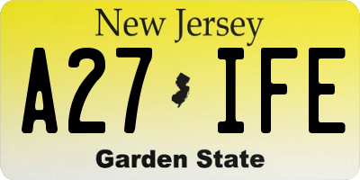 NJ license plate A27IFE
