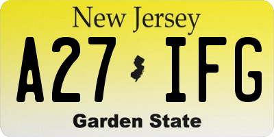 NJ license plate A27IFG