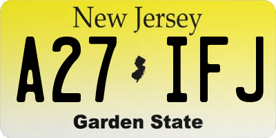NJ license plate A27IFJ