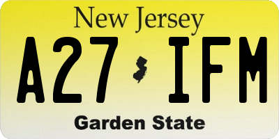 NJ license plate A27IFM