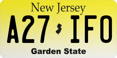 NJ license plate A27IFO