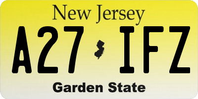 NJ license plate A27IFZ