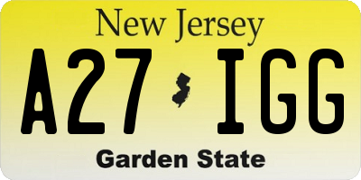 NJ license plate A27IGG