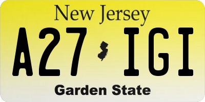 NJ license plate A27IGI