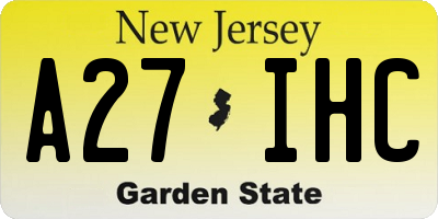 NJ license plate A27IHC
