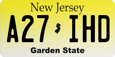 NJ license plate A27IHD