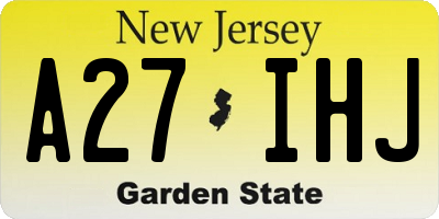 NJ license plate A27IHJ
