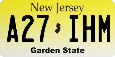 NJ license plate A27IHM