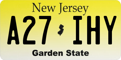 NJ license plate A27IHY