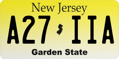 NJ license plate A27IIA