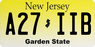 NJ license plate A27IIB