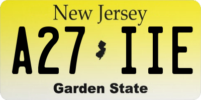 NJ license plate A27IIE