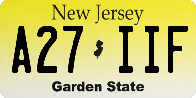 NJ license plate A27IIF