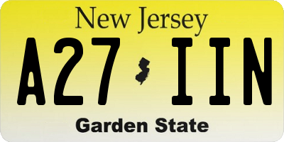 NJ license plate A27IIN
