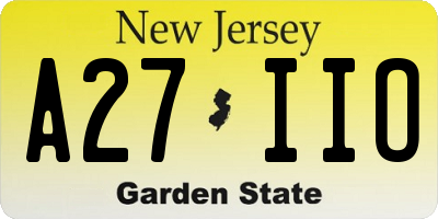 NJ license plate A27IIO