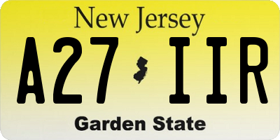 NJ license plate A27IIR