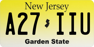 NJ license plate A27IIU