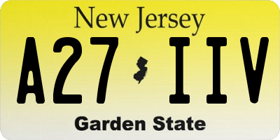NJ license plate A27IIV