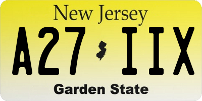 NJ license plate A27IIX
