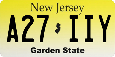 NJ license plate A27IIY