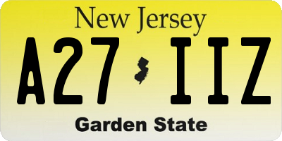 NJ license plate A27IIZ