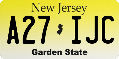 NJ license plate A27IJC