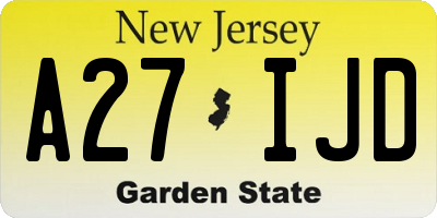 NJ license plate A27IJD