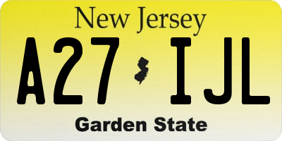 NJ license plate A27IJL