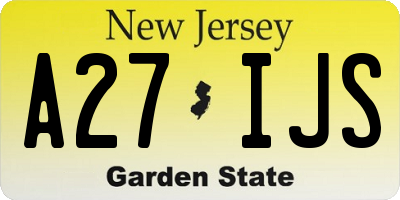 NJ license plate A27IJS