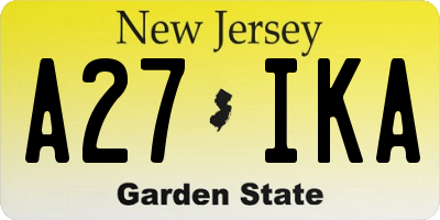 NJ license plate A27IKA