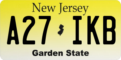 NJ license plate A27IKB