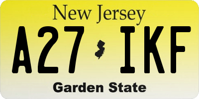 NJ license plate A27IKF