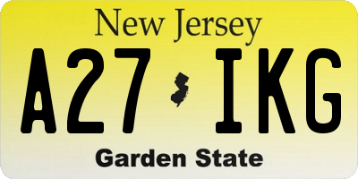 NJ license plate A27IKG