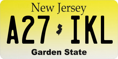 NJ license plate A27IKL