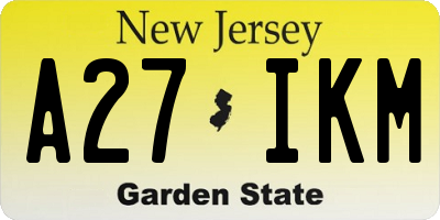 NJ license plate A27IKM