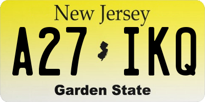NJ license plate A27IKQ