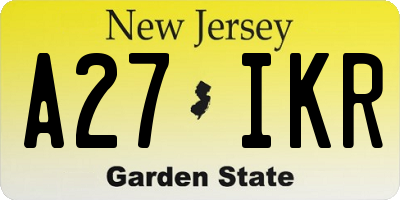 NJ license plate A27IKR