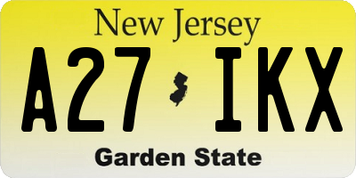 NJ license plate A27IKX