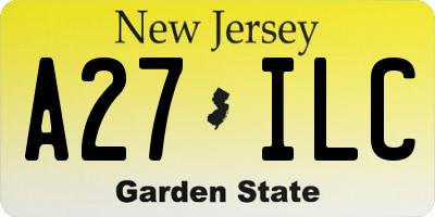 NJ license plate A27ILC